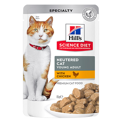 Hill's Science Diet Young Adult Neutered Cat Chicken Wet Pouch for Food
