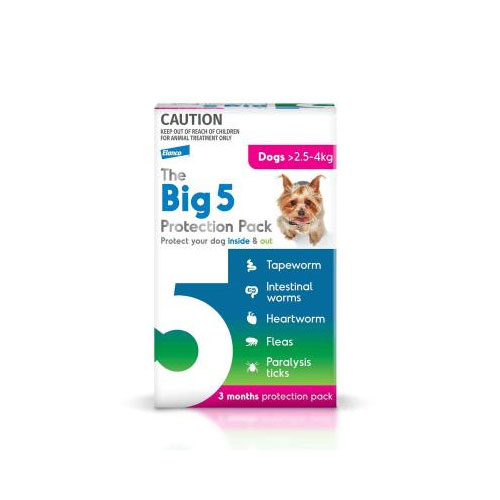 The Big 5 Protection Pack for XSmall Dogs (2.5-4 kg) Pink