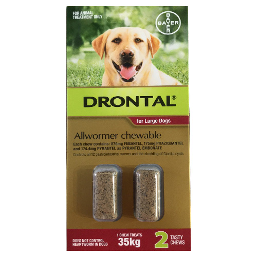 Drontal Wormers - Dogs Wormers Chewables For Dogs Up To 35Kg (Red)