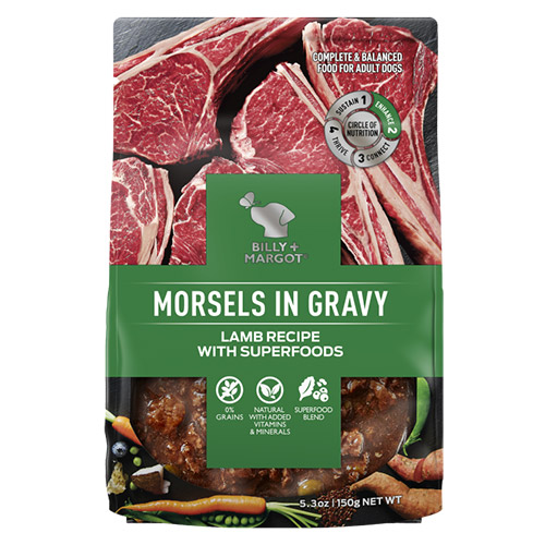 Billy & Margot Dog Adult Morsels in Gravy Lamb with Superfoods 150gm X 12 Pouches