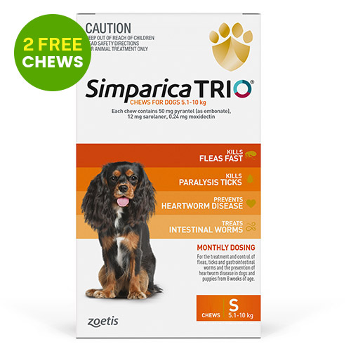 Simparica TRIO for Small Dogs 5.1-10kg (Orange)