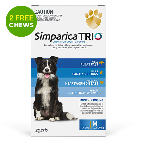 Simparica TRIO for Medium Dogs 10.1-20kg (Blue)