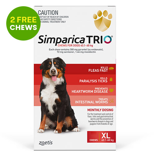 Simparica TRIO for XLarge Dogs 40.1-60kg (Red)