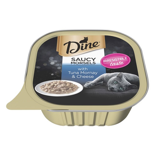Dine Cat Adult Saucy Morsels Tuna Mornay with Cheese 85g X 14 Trays