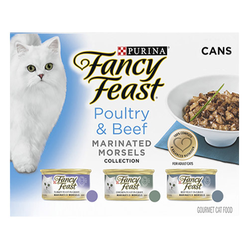 Fancy Feast Cat Adult Variety Pack Poultry and Beef Marinated Morsels for Food