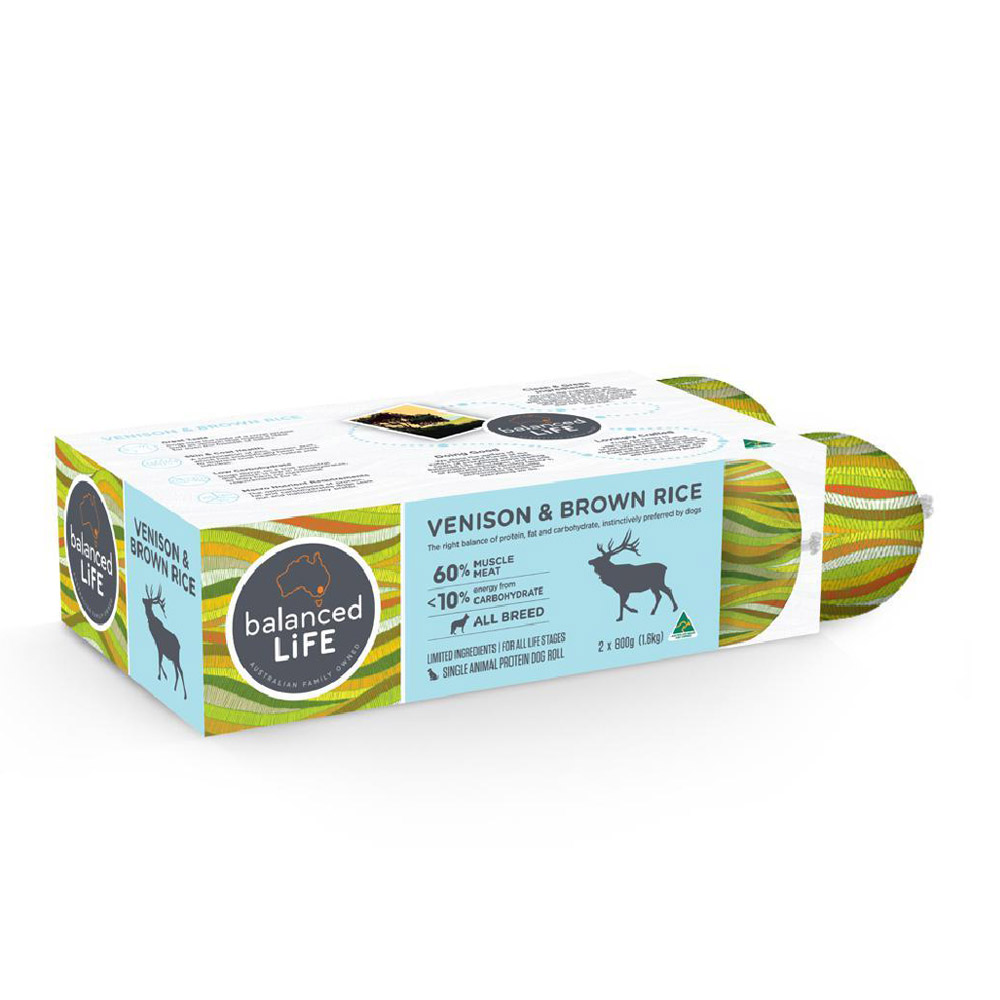 Buy Balanced Life Venison And Brown Rice Dog Food Roll 2 X 800g Free