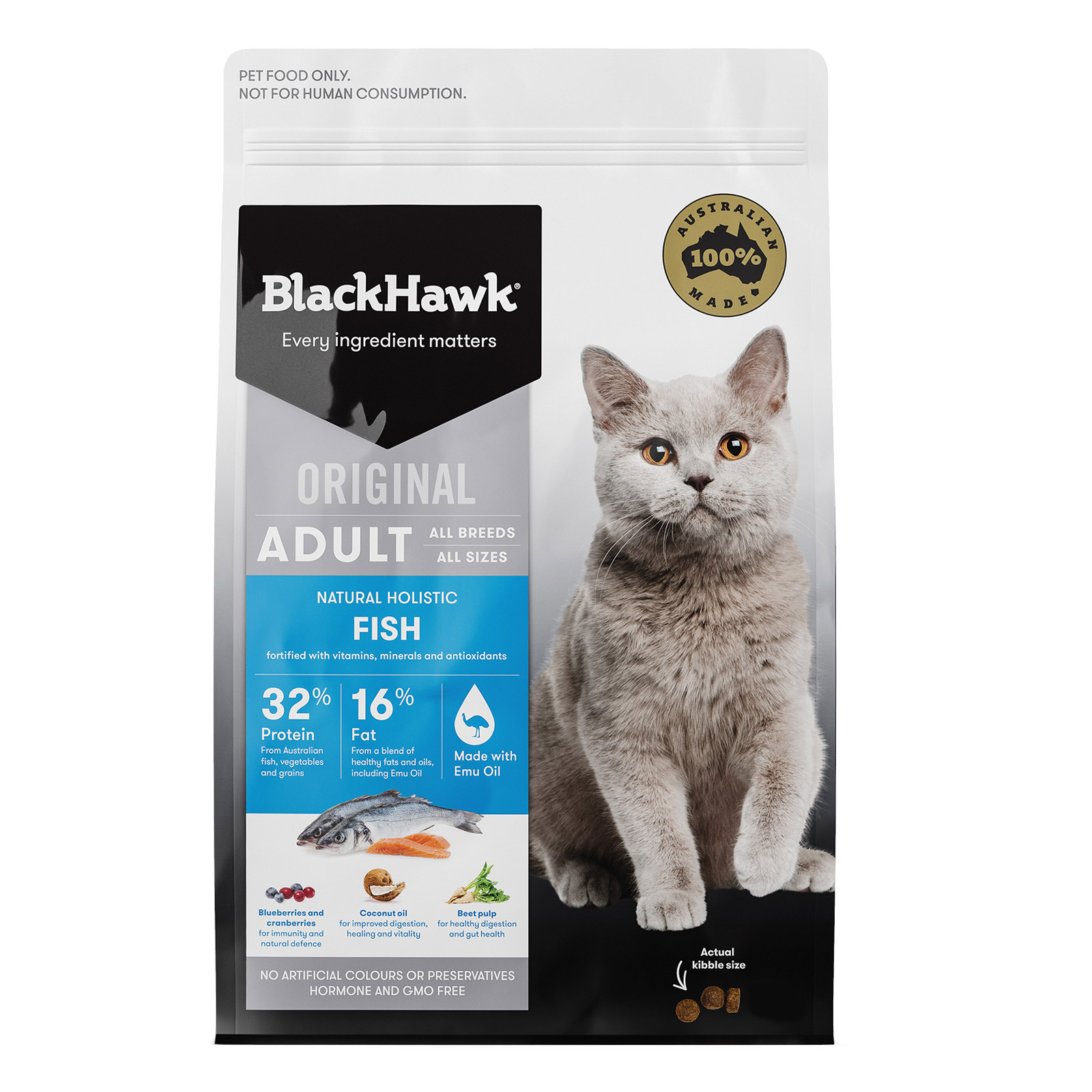 Black Hawk Adult Fish Dry Cat Food New Formula for Food