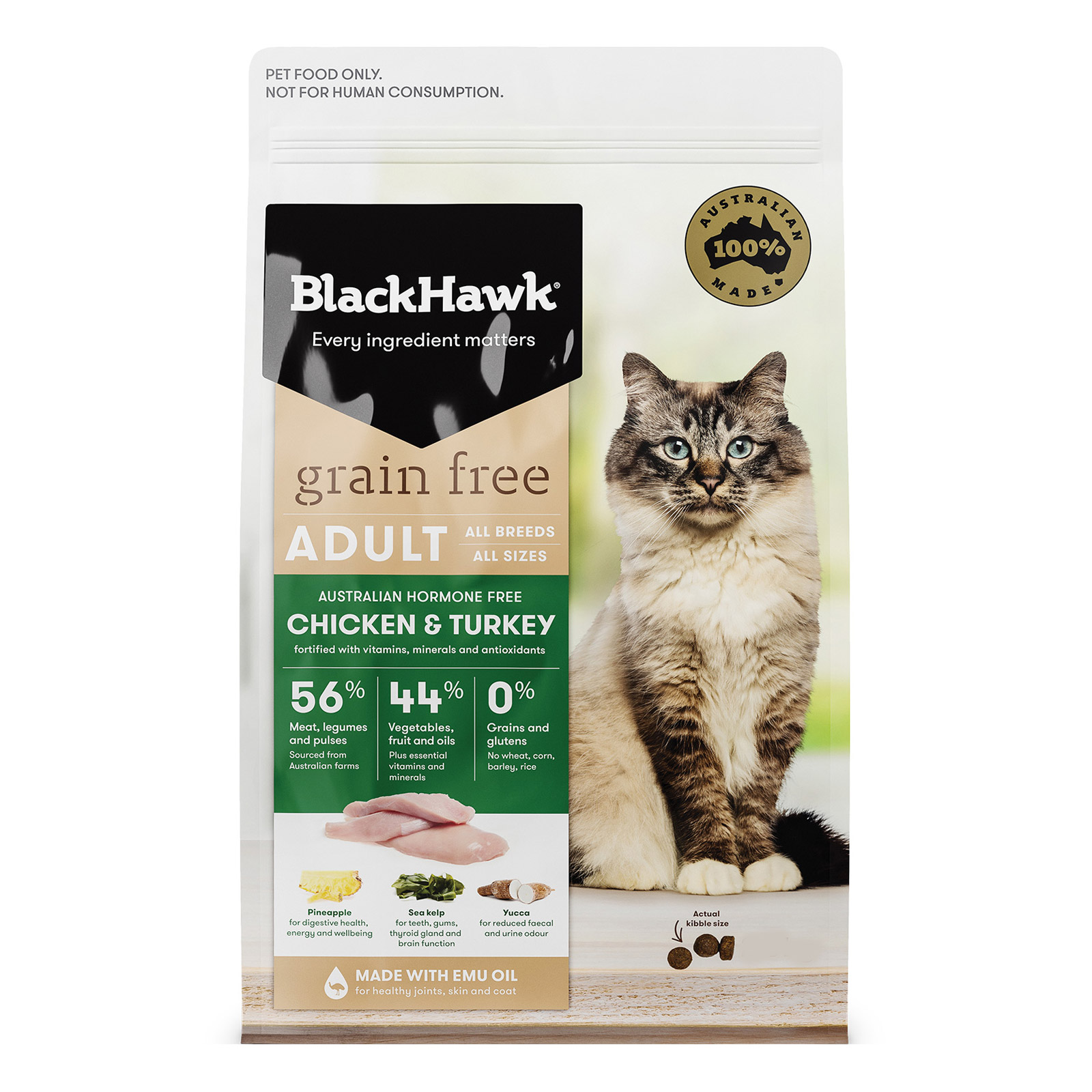 Black Hawk Grain Free Chicken and Turkey Adult Dry Cat Food for Food