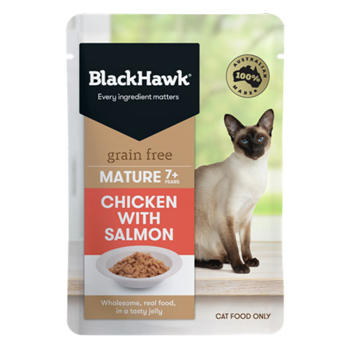 BlackHawk Cat Mature Chicken/Salmon 85g