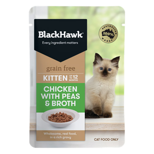 BlackHawk Kitten Chicken/Peas/Broth 85g