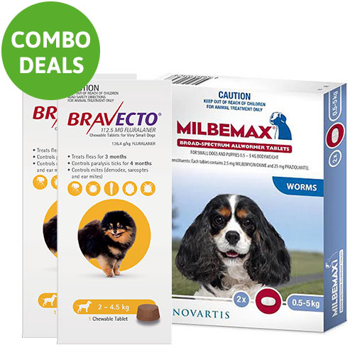 Bravecto Chew + Milbemax Combo Pack for Dogs 2-4.5kg (Toy Dogs - Yellow)