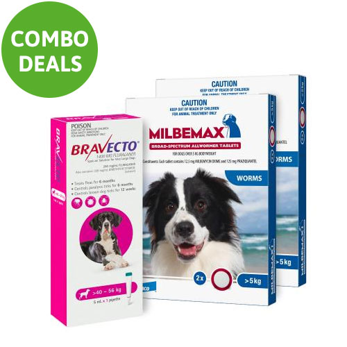 Bravecto Spot On + Milbemax Combo Pack For Dogs for Dogs 40-56kg (X-Large Dogs - Pink)