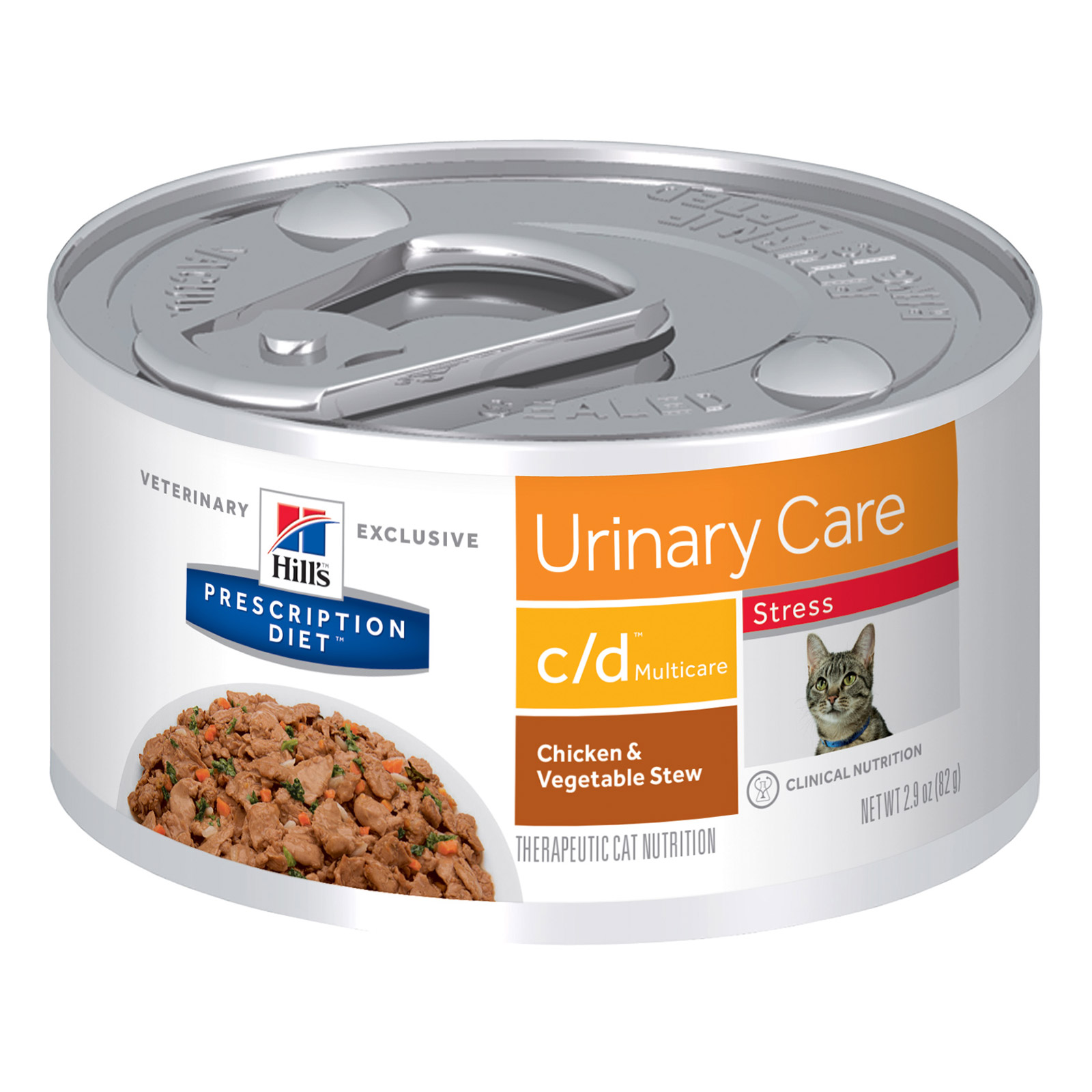 Hill's Prescription Diet c/d Multicare Feline Stress Urinary Care with Chicken & Vegetable Stew Cans 82 Gm