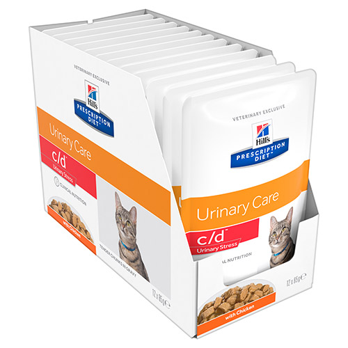 Hill's Prescription Diet c/d Urinary Care Multicare Stress Chicken Cat Food Pouches for Food