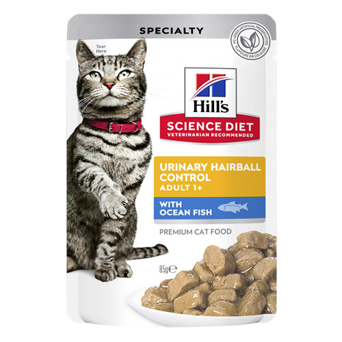 Hill's Science Diet Adult Urinary Hairball Control Ocean Fish Cat Wet Pouch for Food