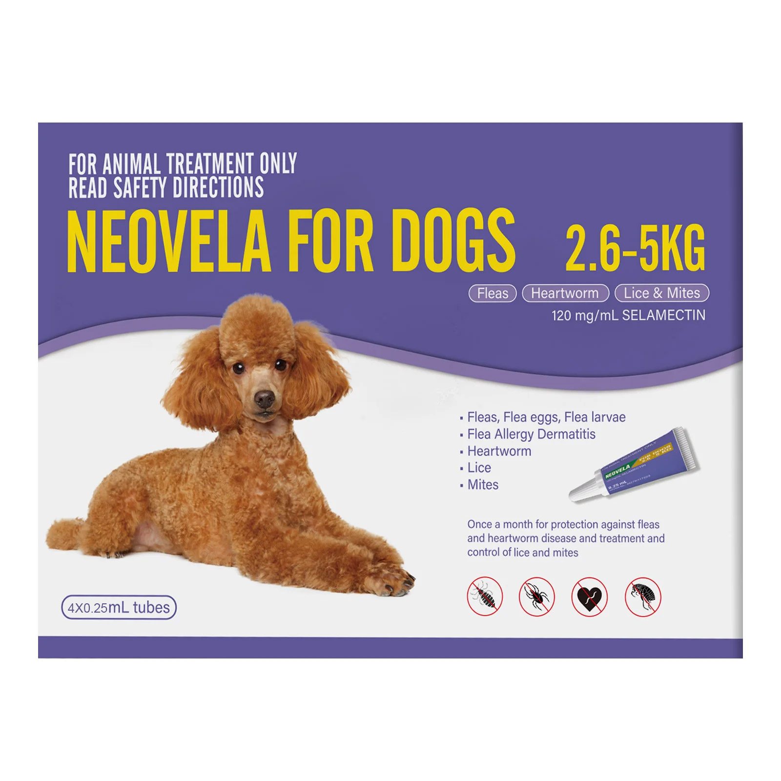 Neovela (Selamectin) Flea and Worming For Dogs 2.5 - 5 Kg Purple