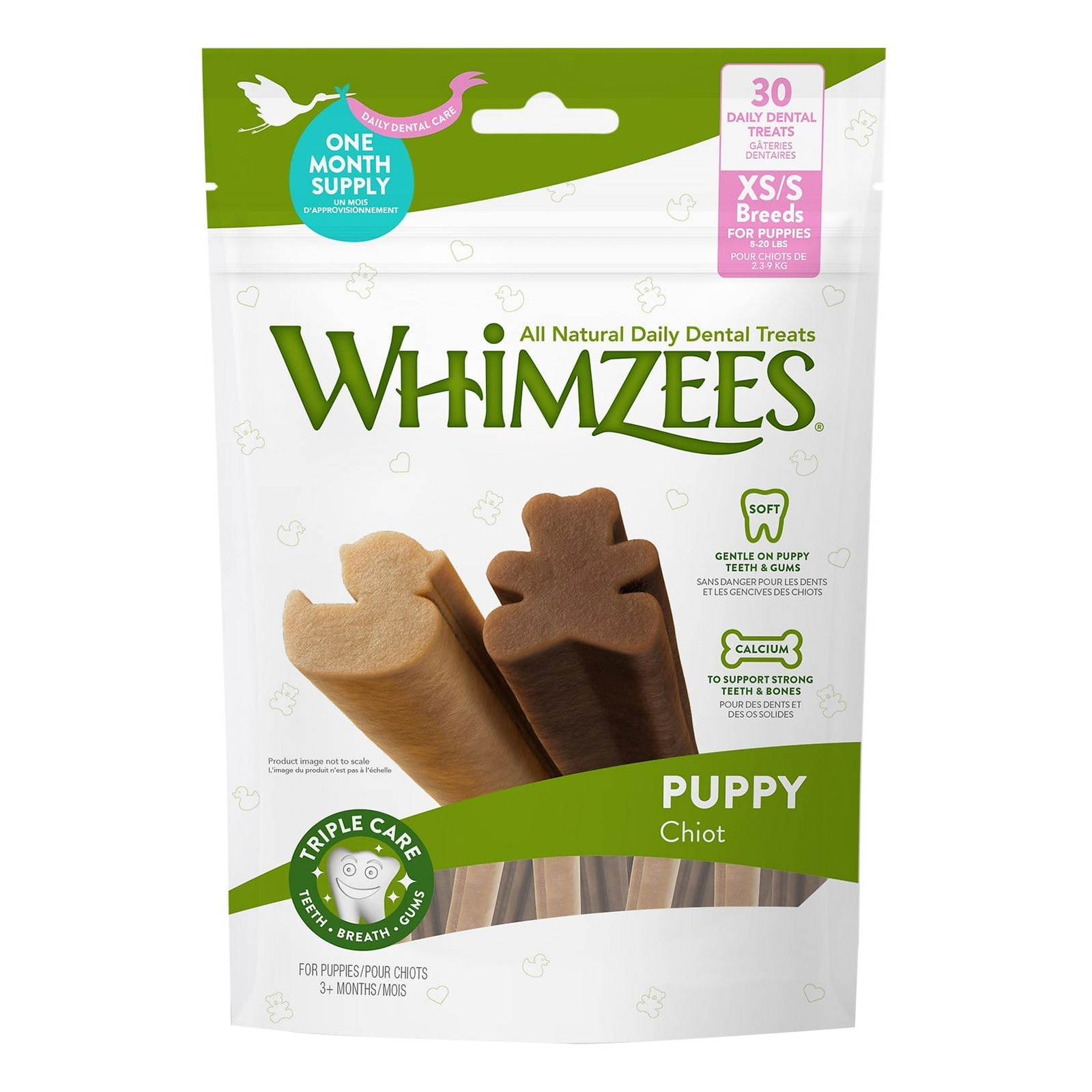 Whimzees Puppy Valuebag Dental Treat Xsmall/Small 30'S for Food