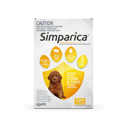 Simparica Chewables for Puppies 1.3-2.5KG (YELLOW)
