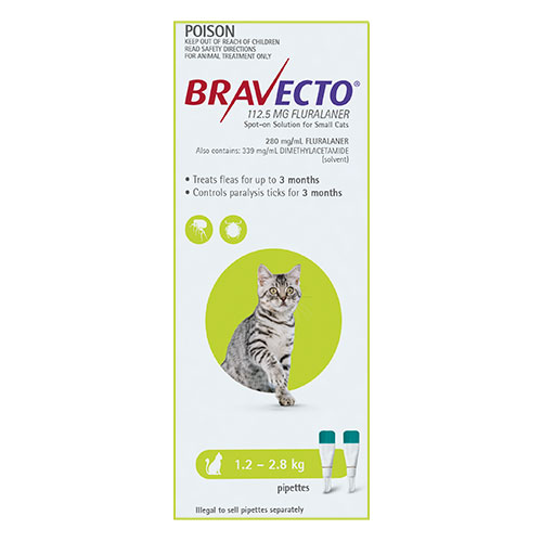 Bravecto Spot On for Small Cats (1.2 - 2.8 kg) Light Green