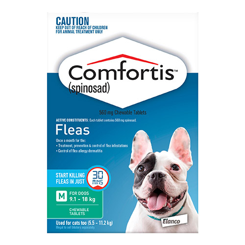 Comfortis Chewable Tablets For Dogs 9.1 - 18 Kg (Green)