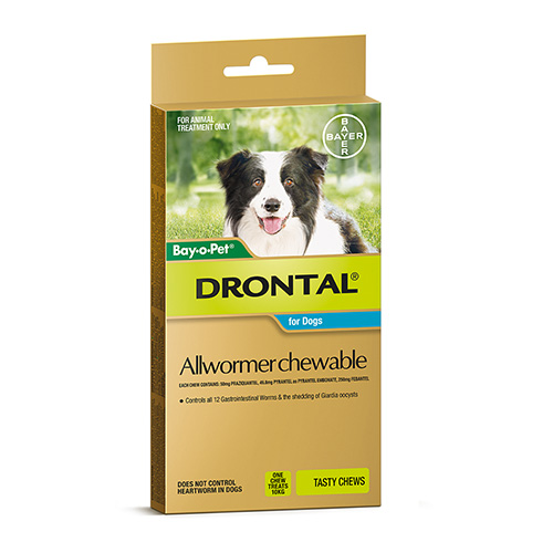 Drontal Wormers - Dogs Wormers Chewable For Dogs Up To 10Kg (Aqua)