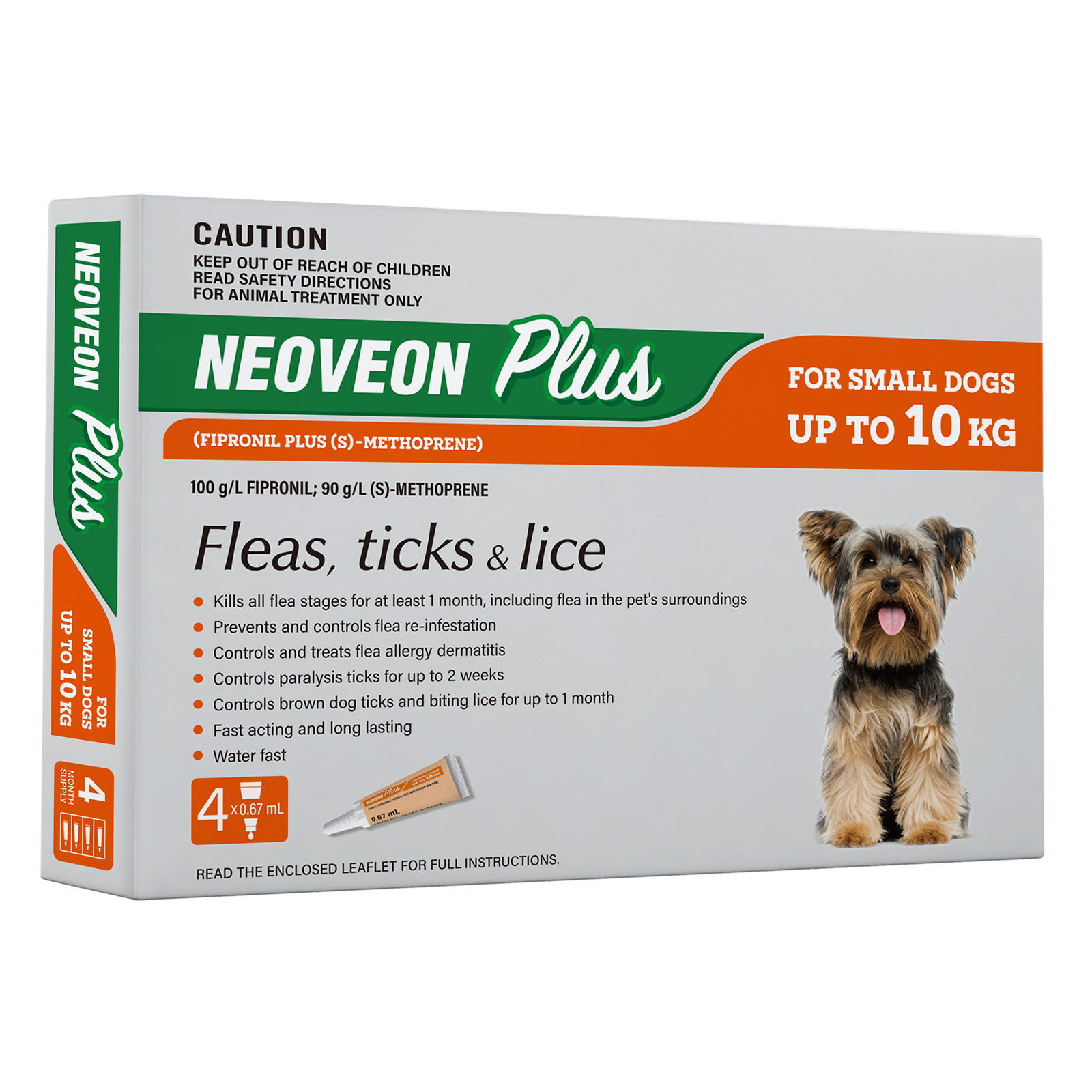Neoveon Plus Flea and Tick for Small Dogs Upto 10kg Orange