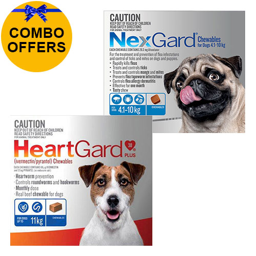 Nexgard + Heartgard Combo Pack for Medium Dogs-Nexgard Blue 4-10kg + Heartgard Plus Blue 0-11kg