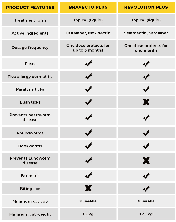 Revolution Plus vs. Bravecto Plus: Comparison Table