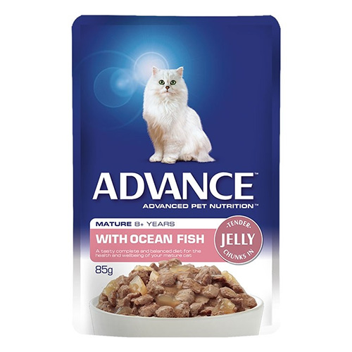 Advance Ocean Fish in Jelly Mature Cat 8+ Years Wet Food Pouch for Food