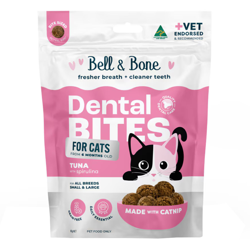 Bell & Bone Dental Bites for All Breeds Tuna with Spirulina Cat Treats for Cats