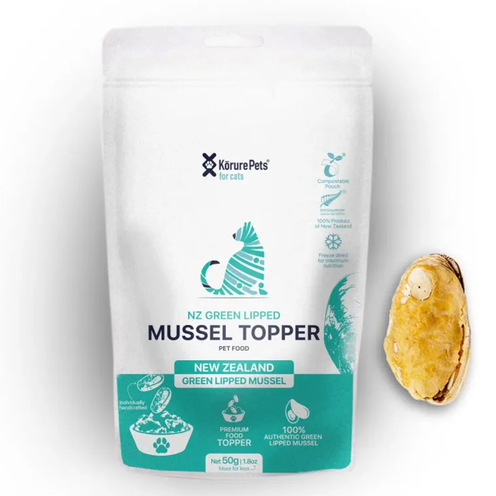 Korure Pets New Zealand Green Lipped Mussel Topper for Cats for Food Supplies