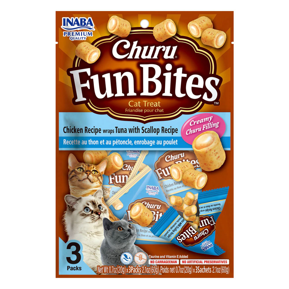 Inaba Churu Fun Bites Chicken Recipe wraps Tuna with Scallop Recipe Cat Treat