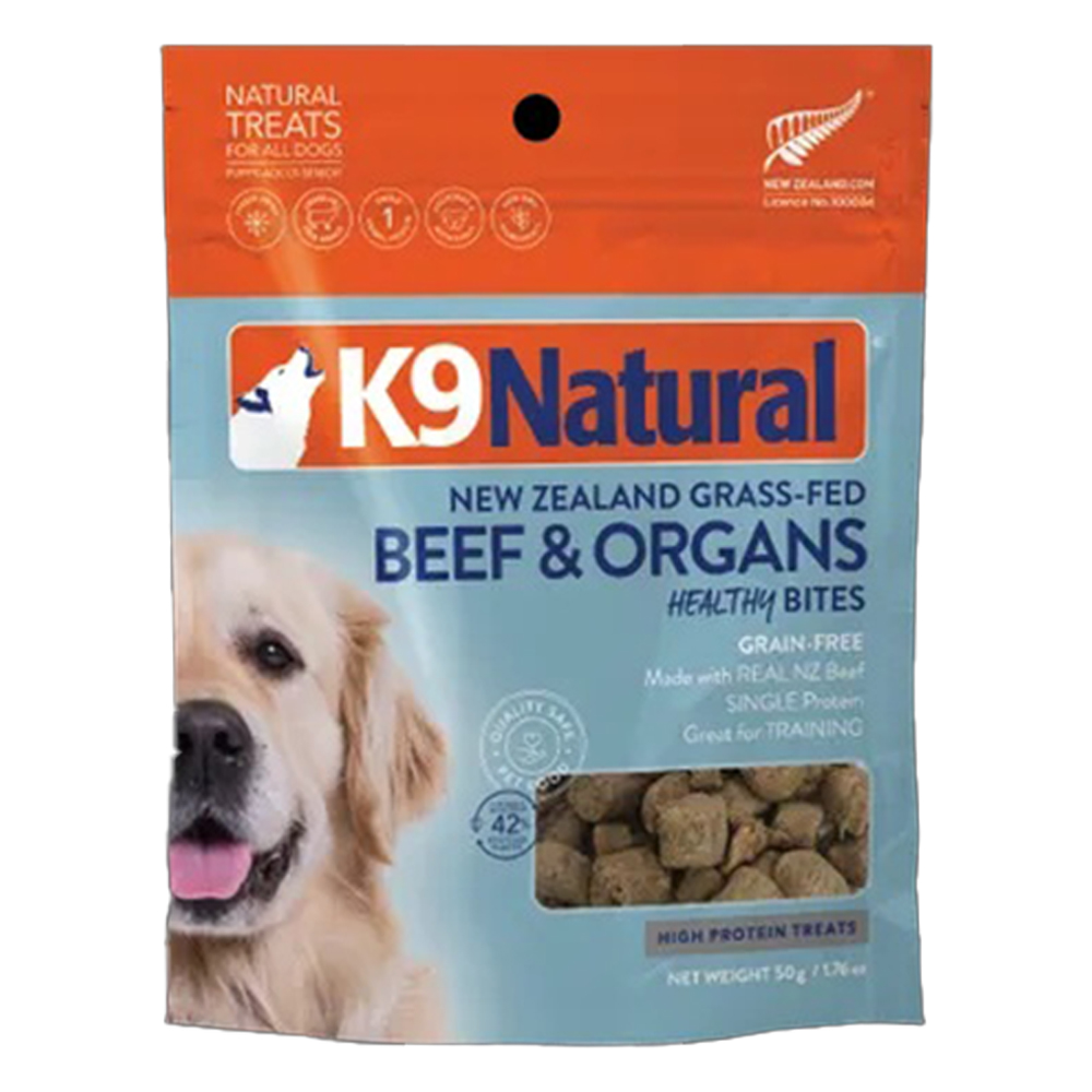 K9 Natural New Zealand Grass-Fed Beef & Organs Healthy Bites Dog Treats for Dogs