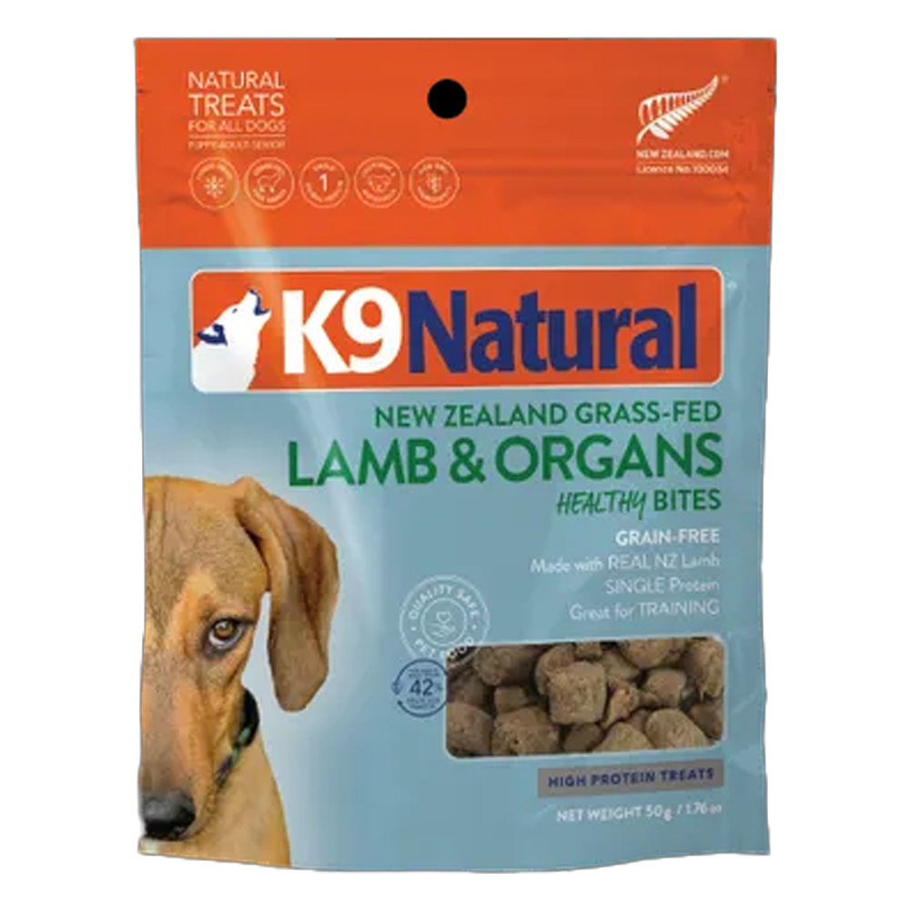 K9 Natural New Zealand Grass-Fed Lamb & Organs Healthy Bites Dog Treats for Dogs