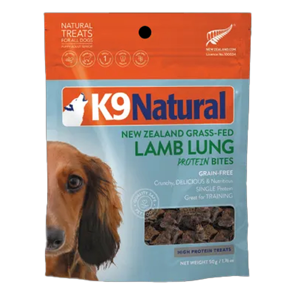 K9 Natural New Zealand Grass-Fed Lamb Lung Protein Bites Dog Treats for Dogs Supplies
