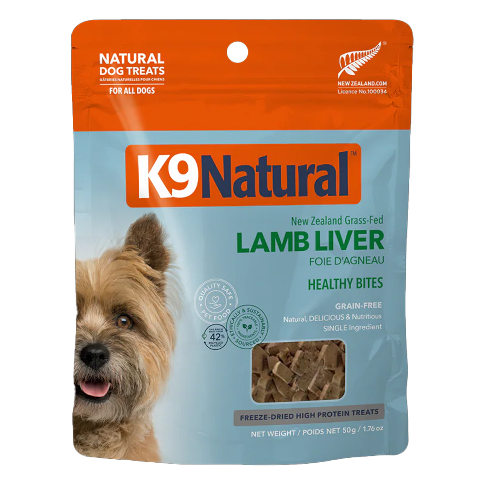K9 Natural New Zealand Grass-Fed Lamb Liver Healthy Bites Dog Treats for Dogs