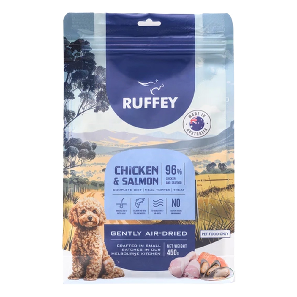 Ruffey Air Dried Chicken & Salmon Dry Dog Food for Food Supplies