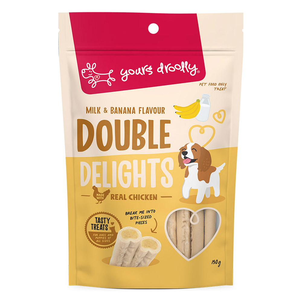 Yours Droolly Double Delights Real Chicken Tasty Dog Treats - Milk & Banana Flavour