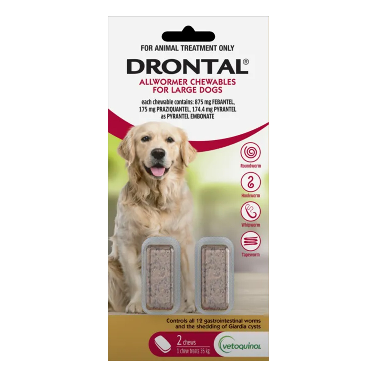 Drontal Wormers Dogs Wormers Chewables For Dogs Up To 35Kg (Red)
