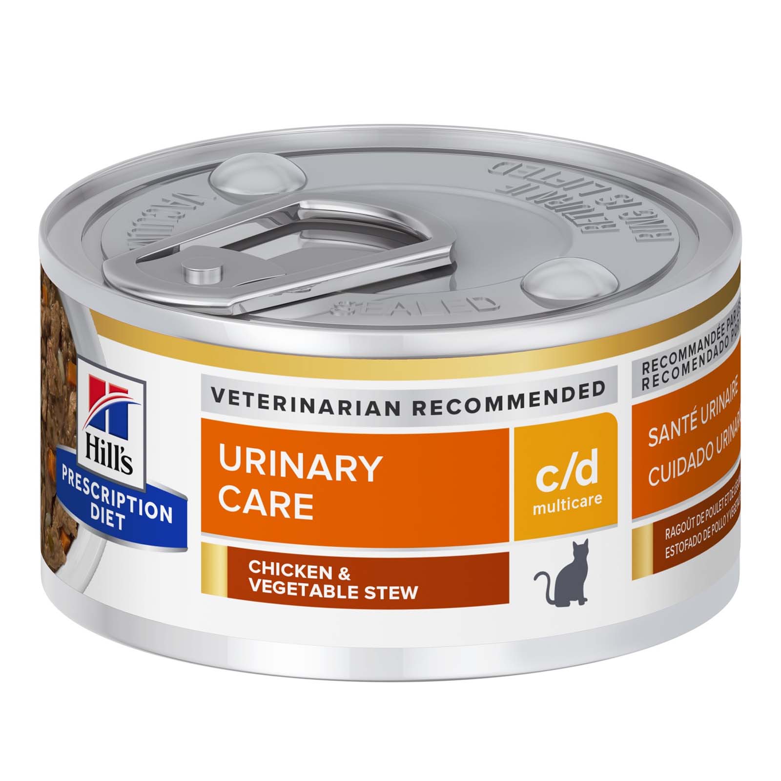 Hill's Prescription Diet c/d Multicare with Chicken Feline Cans 82 Gm New chicken and vegetable stew flavour