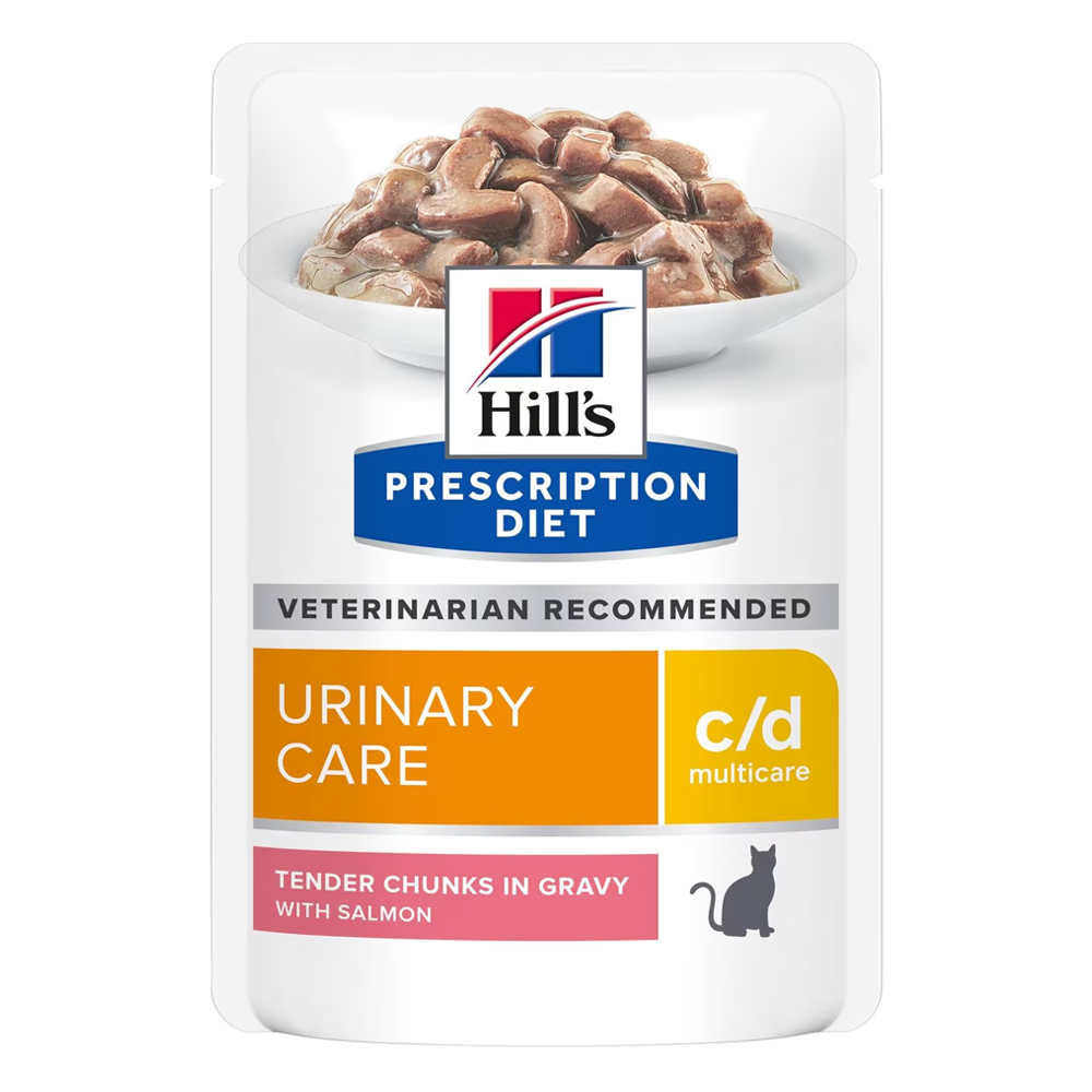 Hill's Prescription Diet c/d Multicare Urinary Care Tender Chunks in Gravy with Salmon Wet Cat Food 85gm