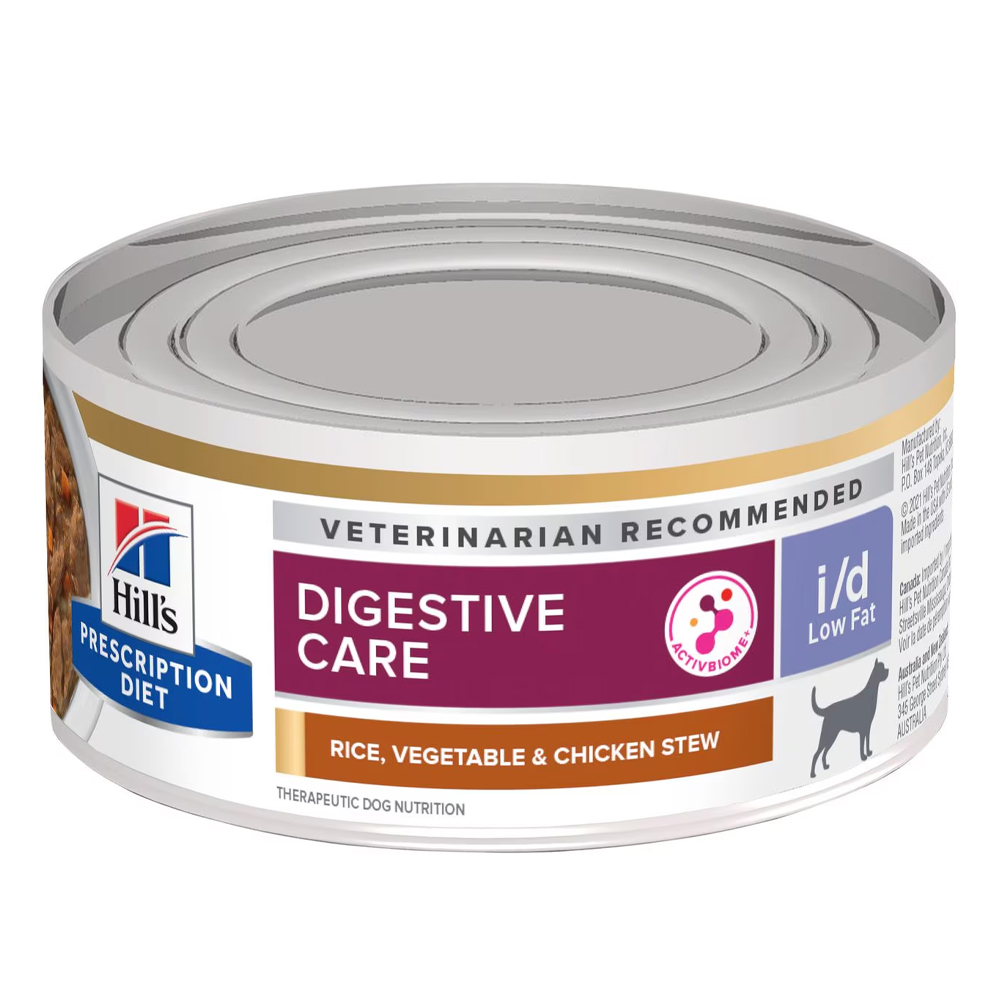 Hill's Prescription Diet i/d Low Fat Digestive Care Rice, Vegetable and Chicken Stew Wet Dog Food 156gm