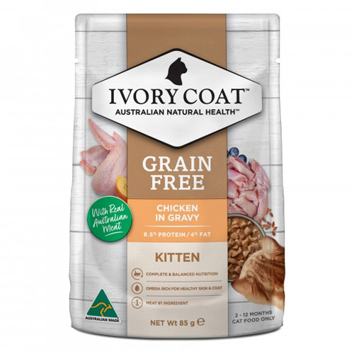 Ivory Coat Cat Kitten Grain Free Chicken in Gravy 85g X 12 Pouches