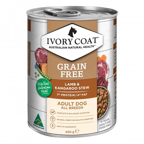 Ivory Coat Dog Adult Grain Free Lamb and Kangaroo Stew 400g X 12 Cans