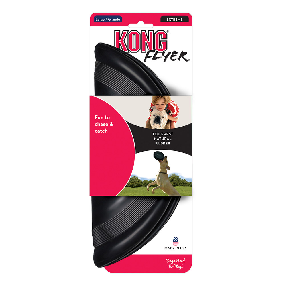 KONG Flyer Rubber Fetch Toy for Dogs - Extreme Black
