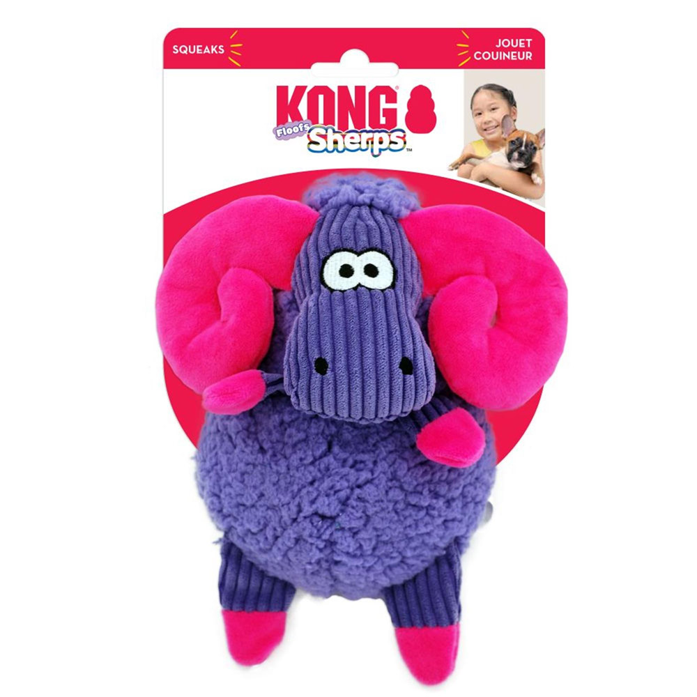 KONG Sherps Floofs Crinkle Plush Squeaker Toy for Dogs - Big Horn