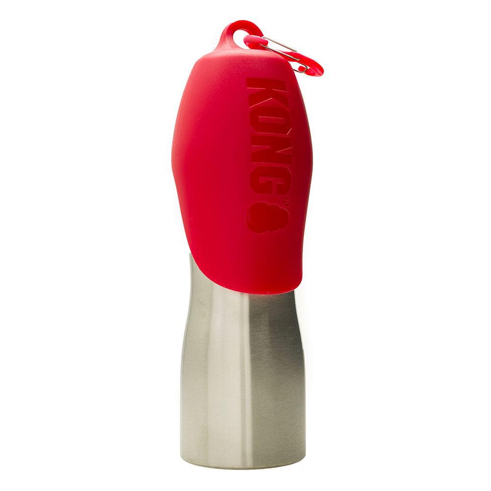 KONG H2O Stainless Steel Bottle with Lid Bowl For Dogs - Red