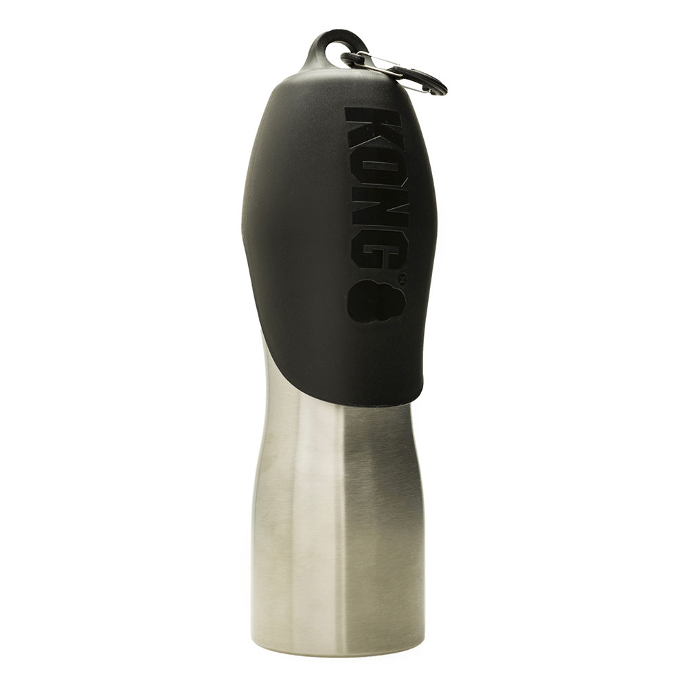 KONG H2O Stainless Steel Bottle with Lid Bowl For Dogs - Black