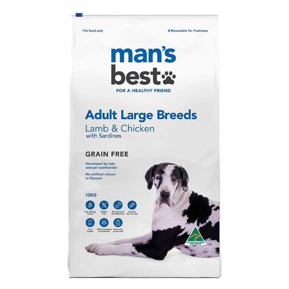 Mans Best Lamb And Chicken With Sardines Grain Free Large Breed Adult Dry Dog Food for Food