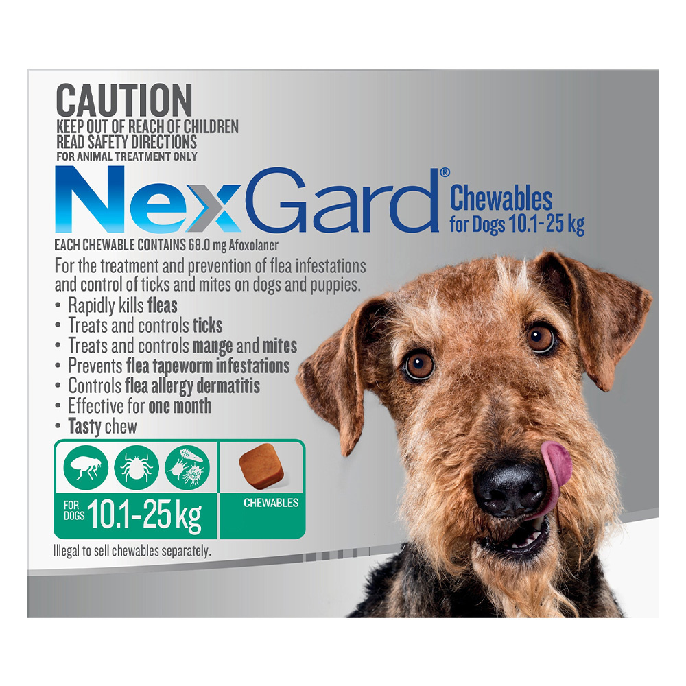 Nexgard Chewables For Dogs 10.1 - 25 Kg (Green)